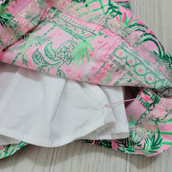 Lilly Pulitzer Shift Dress M Pink Floral Sleeveless Scallop Hem Resort Tropical - Picture 9 of 16